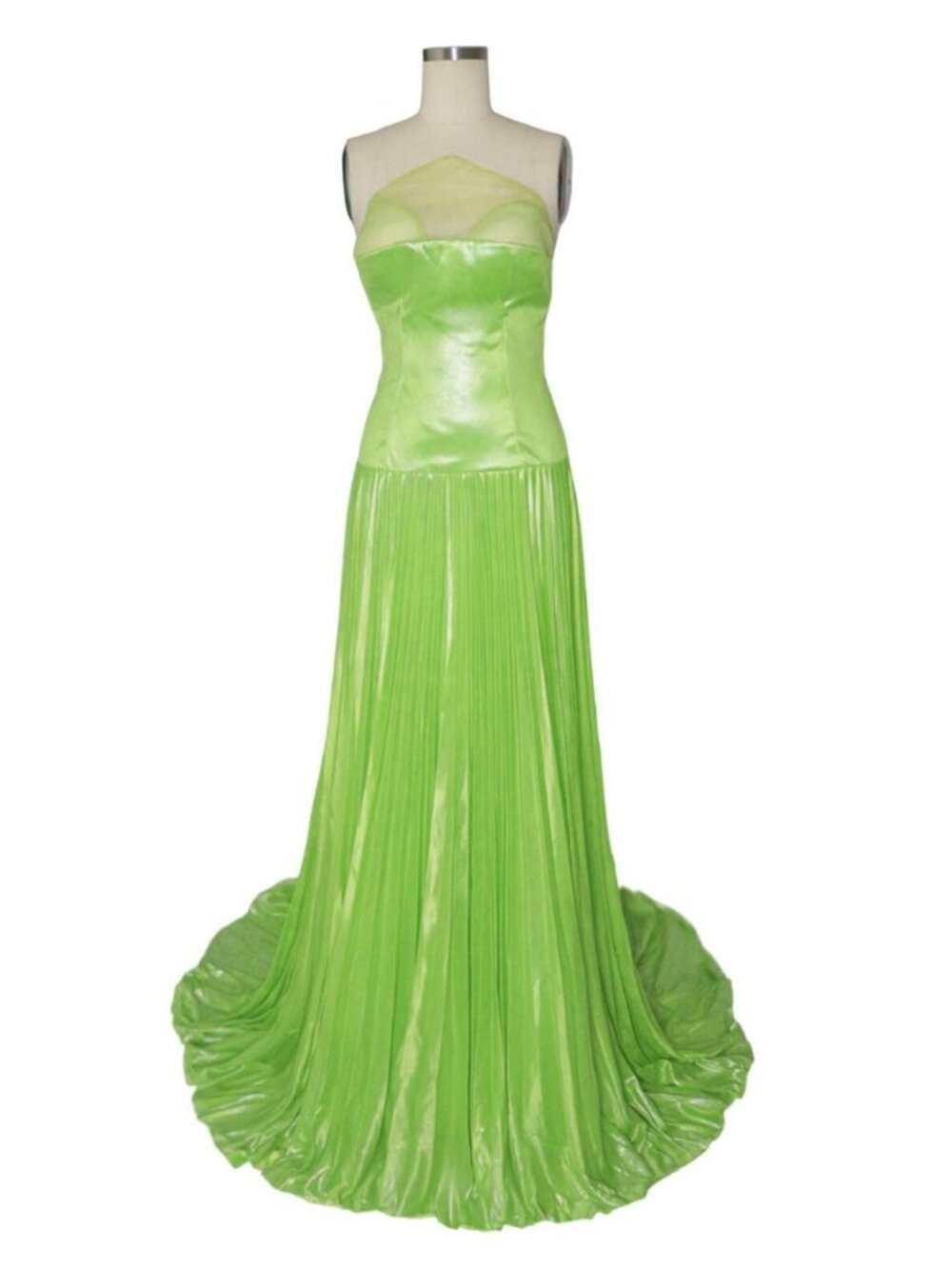 00s vtg metallic glitter pleated strapless gown dress